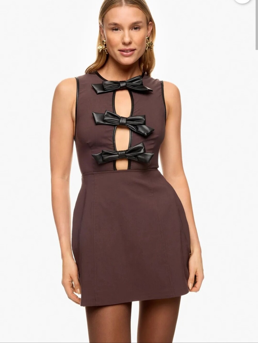 WEWOREWHAT VEGAN LEATHER PEPLUM MINI DRESS SIZE 10